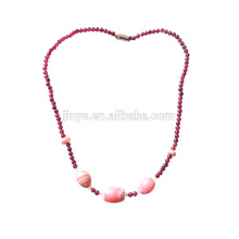 Bohemian Style Red Natural Garnet Gem Stone Beaded Necklace